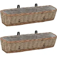 vidaXL Plantekasse Til Balkonen Kurveflet Med Pe-Foring - 80 x 20 x 15 cm