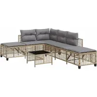 vidaXL Hjørnesofasæt Til Haven 3 Dele Med Hynder Polyrattan - Blandet beige