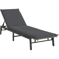 vidaXL Liggestol Med Hynde Polyrattan - Grå / Mørkegrå