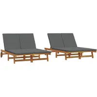 vidaXL Solstol 2-person Brun 63 x 199 x 85 cm Massivt Akacietræ