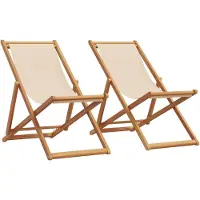 vidaXL strandstole 2 stk. foldbar stof og massivt træ beige
