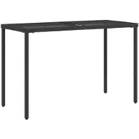 vidaXL havebord med glastop 115x54x74 cm polyrattan sort