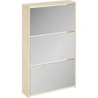 vidaXL skoskab med tre hylder og spejl 63x17x102,5 cm egetræsfarvet