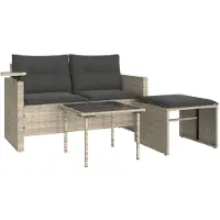 vidaXL Sofasæt Til Haven 3 Dele Med Hynder Polyrattan - Lysegrå