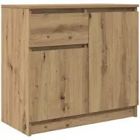 vidaXL skænk med skuffe 71x35x65 cm konstrueret træ kunsteg