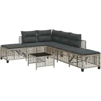 vidaXL Hjørnesofasæt Til Haven 3 Dele Med Hynder Polyrattan - Lysegrå