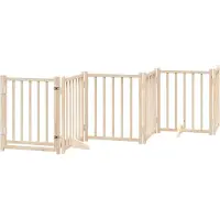 vidaXL hundelåge m. dør 6 paneler 300 cm foldbar massivt gran