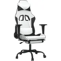 vidaXL Gamingstol M. Massagefunktion Og Fodstøtte Kunstlæder - Hvid og sort / Med fodskammel