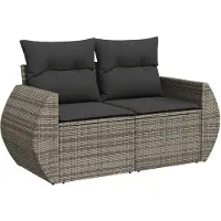 vidaXL 2-Personers Havesofa Med Hynder Polyrattan - Grå