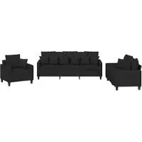 vidaXL sofasæt 3 dele med puder stof sort