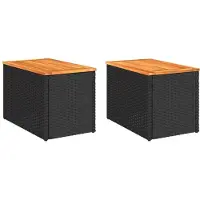 vidaXL haveborde 2 stk. 55x34x37 cm polyrattan og massivt træ sort