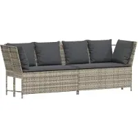 vidaXL havesofa med hynder polyrattan lysegrå
