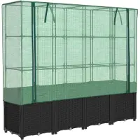 vidaXL Højbed Med Drivhusovertræk 160x40x153 Cm Rattan-Look - Sort