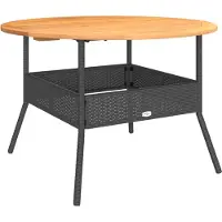 vidaXL havebord med akacietop Ø110x71 cm polyrattan sort