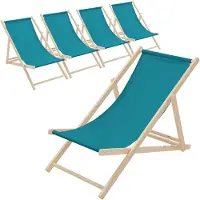 ECD-Germany ECD Germany Sæt med 5 foldbare liggestole mørkegrøn, træ, justerbart ryglæn, 3 positioner, op til 120 kg, solseng havestol strandseng strandstol