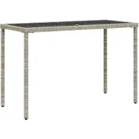 vidaXL havebord med glastop 115x54x74 cm polyrattan lysegrå