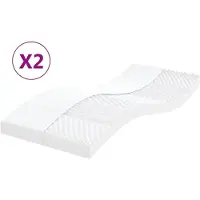 vidaXL skummadrasser 2 stk. 80x200 cm 7 zoner hårdhed 20 ILD hvid