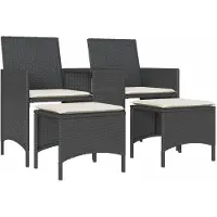 vidaXL 2-Personers Havesofa Med Bord Og Hynder Polyrattan - Sort / Med fodskammel