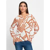 HEINE Bluse marin / orange / hvid