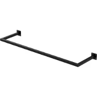 ECD-Germany ML-Design Tøjstang Rektangel til væggen; T30cm x B110cm; Sort; af rustfrit stål; Garderobestang U-form; Tøjstativ til vægmontering; Tøjstativ
