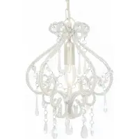 vidaXL loftlampe med perler rund E14 hvid