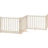 vidaXL hundelåge m. dør 4 paneler 320 cm foldbar massivt gran