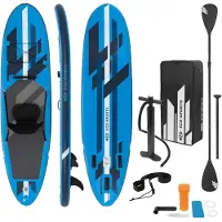 ECD-Germany Surfbræt Stand Up Paddle SUP bord padle bord oppustelige kajak sæde Blå 305cm