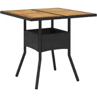 vidaXL havebord med akacietop 80x80x75 cm polyrattan sort
