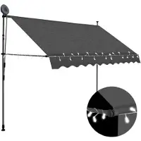 vidaXL markise m. LED-lys manuel betjening 300 cm antracitgrå
