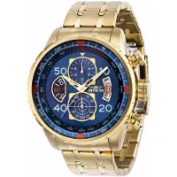 Invicta Herreur 36602 Aviator Blå/Gul guldtonet stål Ø48 mm