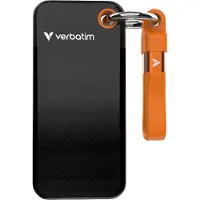 Verbatim Pocket SSD 128 GB ekstern harddisk, USB-C 3.2 Gen 2, sort-orange, 32435