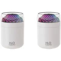 Exogio 2X Glass Cup Humidifier Colorful Light Bedside Table Decoration Night Light Usb Large Mist Humidifier White