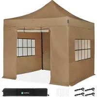 Vonroc Easy-Up Party Telt - Pavillon - 3x3 m | Sæt inkl. sidevægge - Beige