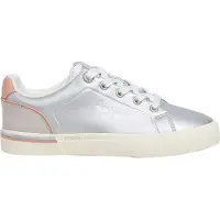 Pepe Jeans Pepe Jeanstil kvinder/piger. PGS300004 Træningssko Kenton Galactic sølv (38), Sølvfarvet, Fast, Blonder, Casual, børnetøj