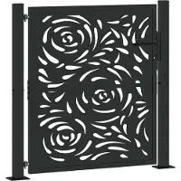 vidaXL havelåge sort 100x100 cm stål flammedesign