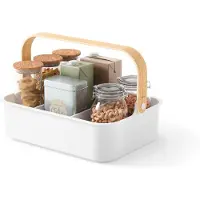 Umbra Bellwood Multipurpose Caddy Organizer med H?ndtag Skrivebord Makeup Sovesal Caddy K?kkenskab Organizer Natur/Hvid