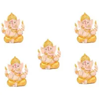 Semoic 5X Haidianzi Gold Lord Ganesha Buddha Statue Elephant God Sculptures Ganesh Figurines