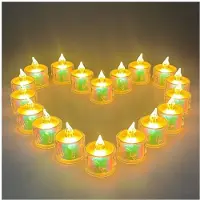 Kepptory Flameless Tea Lights 24Pcs Crystal LED Tea Lights Battery Operated Fake Candles, Tealights for Wedding, Dating, Dinner B