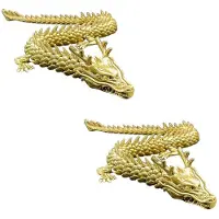 Tlily 2PCS Gold Dragon with Movable Joints, Chinese Dragon Collectible Figurines Table Decor Ornament, 3D Dragon Statue
