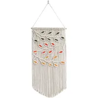 Tlily Leaves Macrame Wall Hanging Green Leaf Macrame Wall Hanging Boho Wall Decor Yarn Wall Hanging Handmade A
