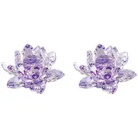 Typecat 2X F Crystal Lotus Flower Figurine Valentine Wedding Decor Glass Collection Paperweight Table Ornaments Souvenir