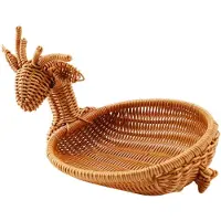Typecat Rattan Flettet Frugtkurv, Imiteret Hjort Brødkurv Skåle Bakke Grøntsager