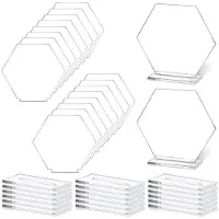 Tlily 18PCS Acrylic Table Numbers Hexagon Table with Holder Sublimation DIY Clear Table Name Cards for Party Decoration