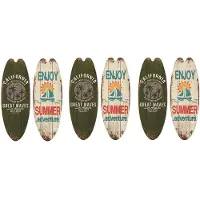 Typecat 4Pcs String Festival Bar Home Decor Casual Home Decor Vintage Wooden Sign Surfboard Wooden Sign Beach Style Hanging 1