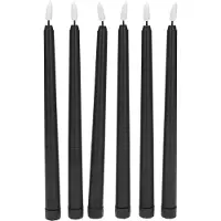 Tlily Pack of 6 Black LED Birthday Candles,Yellow Flameless Flickering Battery Operated LED Halloween Candles