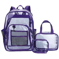 Tlily Unisex Waterproof Backpack Transparent Teenagers Large Capacity Backpacks 3-Piece Suit Portable Multifunctional Bag,C