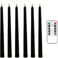 Spactz 6 stk flammefri sorte taperlys med fjernbetjening