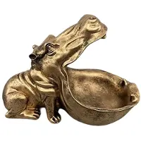 Melitt Hippopotamus Statue Home Resin Hippopotamus Figurine Fun Candy Dish,Key Bowl, Mouth Sculpture Table Art Decoration B