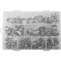 Melitt 304 Stainless Steel Single Ear Non-Steel Hose Clamp Classification Kit, 128 Pieces