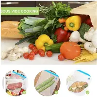 Melitt Sous Vide Bags 80Pack Reusable Electric Vacuum Food Storage with 4 Hand Pump,3 Size Sealed Bag,16 Clip